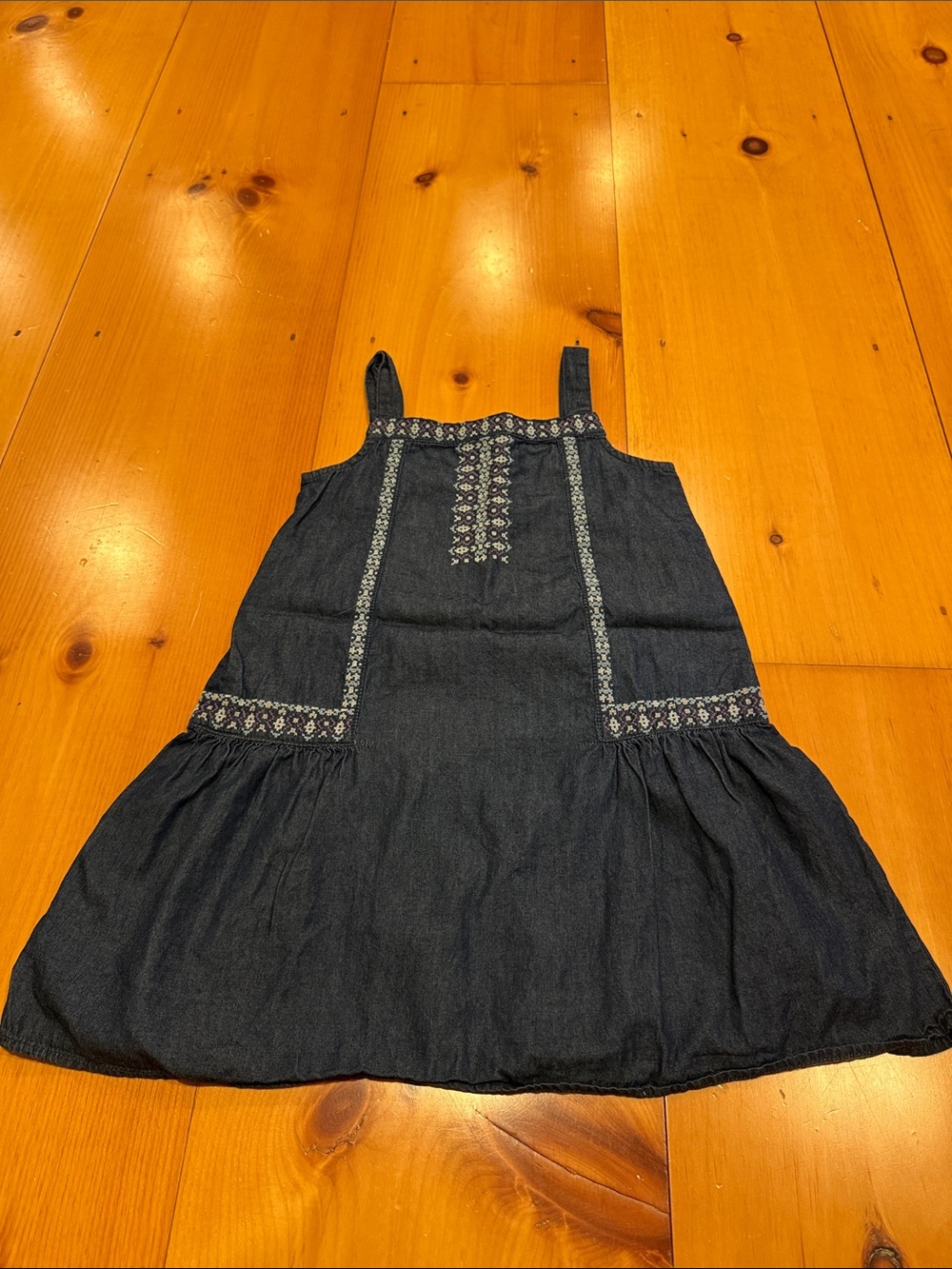 GAP Navy Embroidered Denim-Look Girls' Sundress